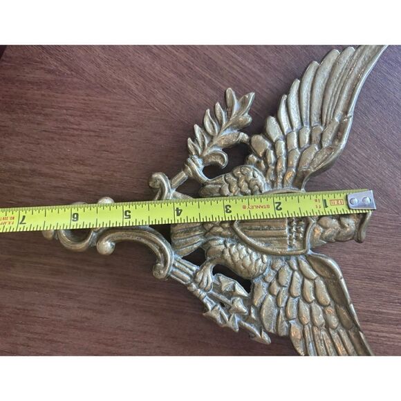 Federal Vintage Solid Brass Eagle Wall Plaque / Trivet - Picture 5 of 6